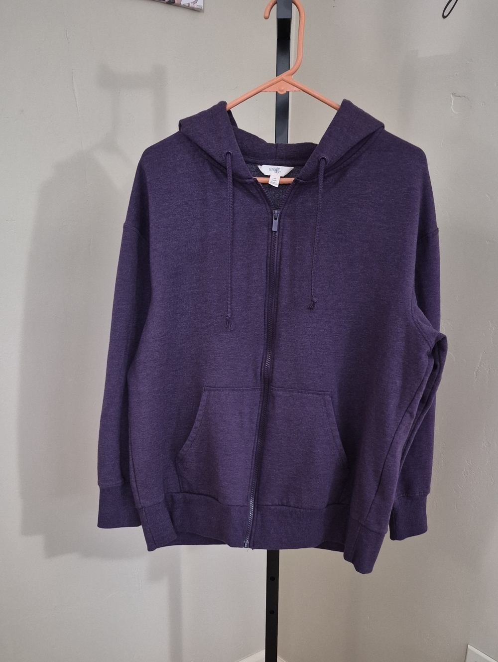 Terra & Sky Heathered Purple Zip-Up Hoodie Size 0X / 14W